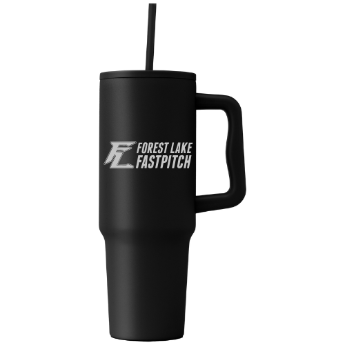 40 oz. Double-Wall Recycled Stainless Steel Tumbler with Straw Forest Lake Fastpitch