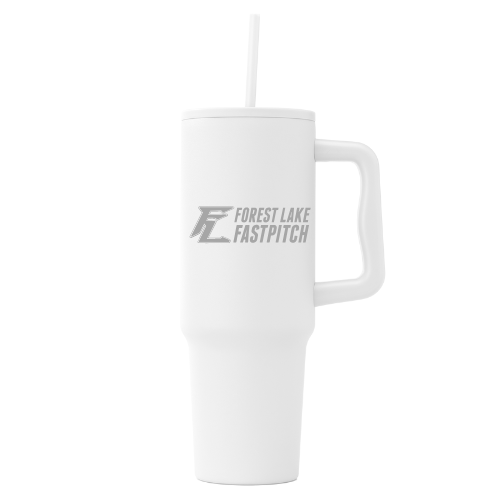 40 oz. Double-Wall Recycled Stainless Steel Tumbler with Straw Forest Lake Fastpitch
